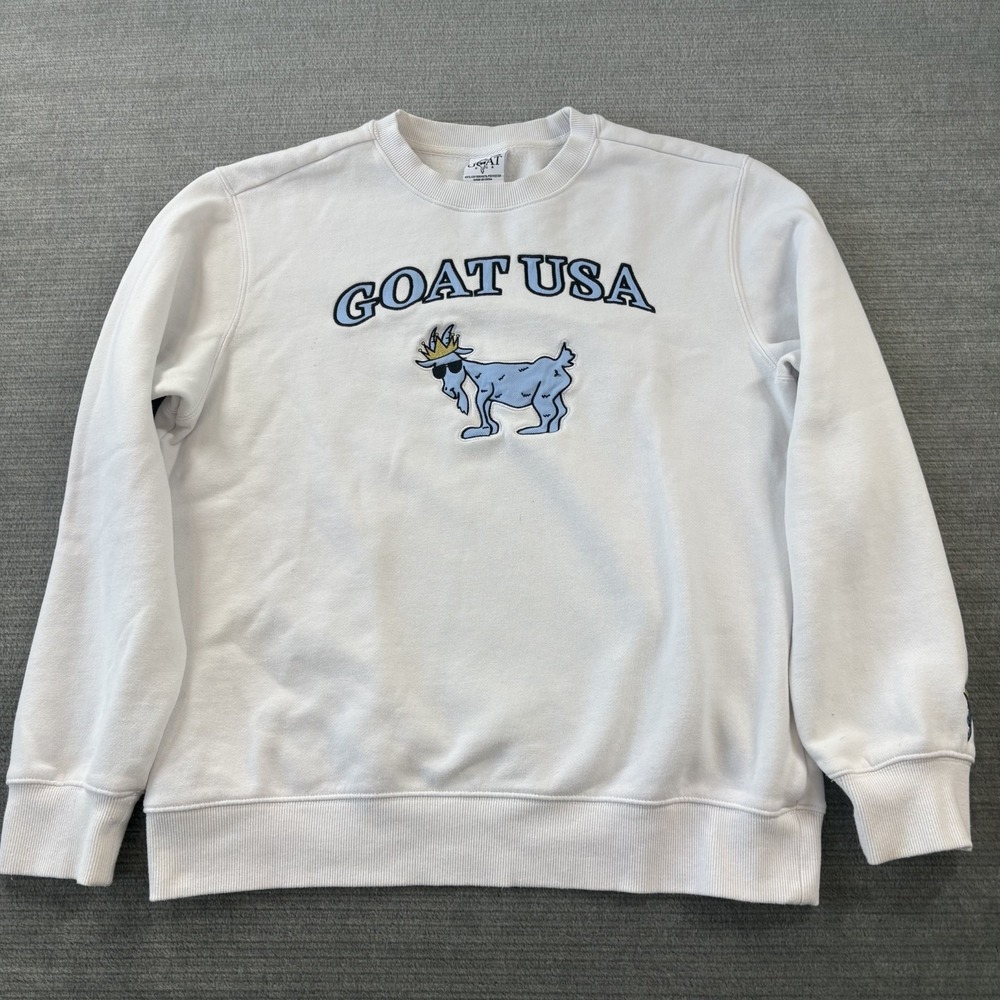 GOAT USA Sweatshirt Mens M White Chuck the Goat Graphic Casual Golf Stretch